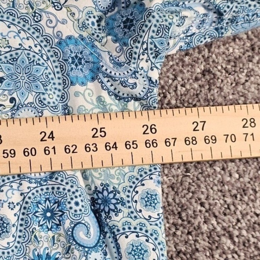 CON.STRUCT Button-Up Shirt Mens 4XL(3XL 53"chest)Stretch Blue Paisley Floral S/S - Picture 3 of 11